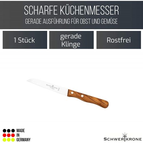  Besuchen Sie den Schwertkrone-Store Schwertkrone Gemuesemesser Wellenschliff/Messer Holzgriff/Tomatenmesser gezahnt - Messer Solingen/Schalmesser Olivenholz rostfrei