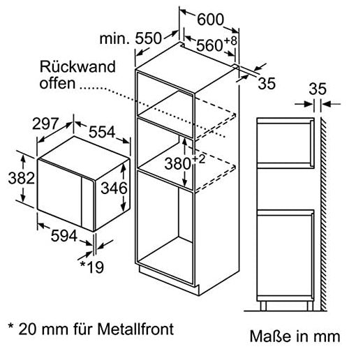  Besuchen Sie den Siemens-Store Siemens BF525LMS0 Mikrowelle (Einbau) / 59,4 cm / Elektronikuhr / Seitlich oeffnende Drehtuer / Edelstahl