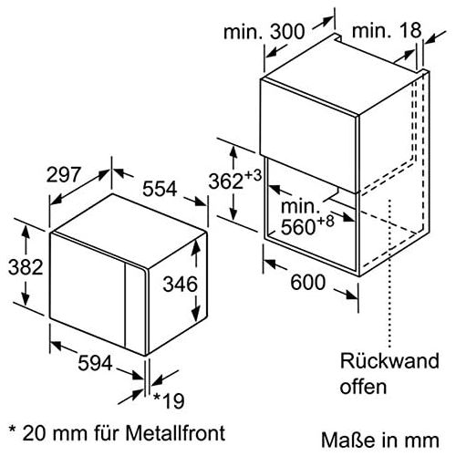  Besuchen Sie den Siemens-Store Siemens BF525LMS0 Mikrowelle (Einbau) / 59,4 cm / Elektronikuhr / Seitlich oeffnende Drehtuer / Edelstahl