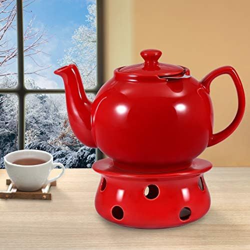  Besuchen Sie den Urban Lifestyle-Store Urban Lifestyle Teekanne/Teapot Klassisch Englische Form aus Keramik Cambridge 1,6L mit Teefilter aus Edelstahl (Rot)