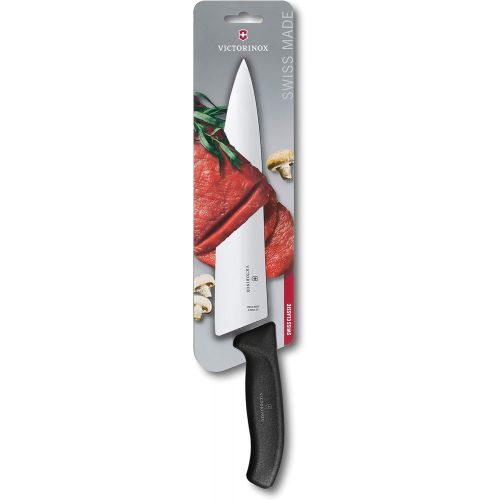  Besuchen Sie den Victorinox-Store Victorinox Swiss Classic Tranchiermesser, extra breite Klinge, 20 cm Klinge, Rostfrei, Edelstahl, Spuelmaschinengeeignet, schwarz