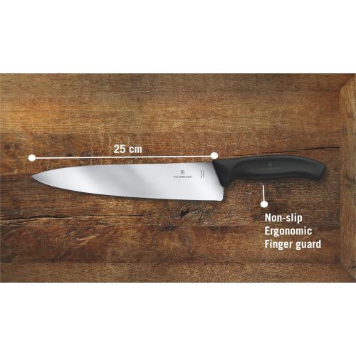  Besuchen Sie den Victorinox-Store Victorinox Swiss Classic Tranchiermesser, extra breite Klinge, 20 cm Klinge, Rostfrei, Edelstahl, Spuelmaschinengeeignet, schwarz