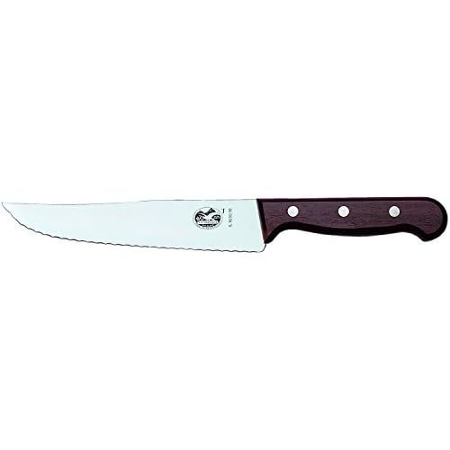  Besuchen Sie den Victorinox-Store Victorinox Tranchiermesser, 18cm, mit Holzgriff, Wellenschliff Klinge, Edelstahl, rostfrei, spuelmaschinengeeignet