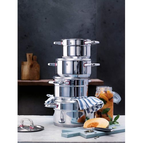 더블유엠에프 Besuchen Sie den WMF-Store WMF Premium One Kochtopf Induktion Fleischtopf 24cm, Induktionstopf 5,6l, Metalldeckel mit Dampfoeffnung, Cromargan Edelstahl poliert, Innenskalierung