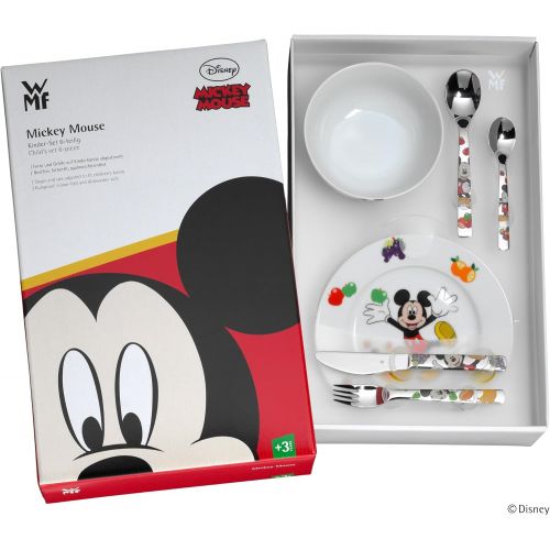 더블유엠에프 Besuchen Sie den WMF-Store WMF Disney Mickey Mouse Kindergeschirr mit Kinderbesteck, 6-teilig, ab 3 Jahren, Cromargan Edelstahl poliert, spuelmaschinengeeignet, farb- und lebensmittelecht