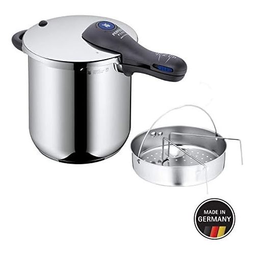 더블유엠에프 WMF Perfect Plus Schnellkochtopf 8,5l mit Einsatz, Schnelltopf 22 cm, Cromargan Edelstahl poliert, Induktion, 2 Kochstufen, Einhand-Kochstufenregler