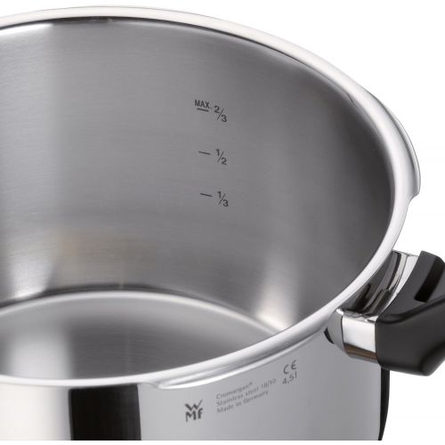 더블유엠에프 WMF Perfect Plus Schnellkochtopf 8,5l mit Einsatz, Schnelltopf 22 cm, Cromargan Edelstahl poliert, Induktion, 2 Kochstufen, Einhand-Kochstufenregler