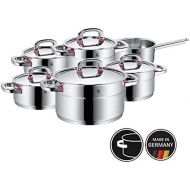 WMF Premium One Topfset 6-teilig, Cromargan Edelstahl poliert, Toepfe mit Metalldeckel, Topf Induktion, Innenskalierung, Dampfoeffnung, unbeschichtet