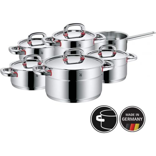 더블유엠에프 WMF Premium One Topfset 6-teilig, Cromargan Edelstahl poliert, Toepfe mit Metalldeckel, Topf Induktion, Innenskalierung, Dampfoeffnung, unbeschichtet