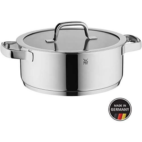 더블유엠에프 WMF Compact Cuisine Kochtopf 24cm, Glasdeckel, Bratentopf 4,1l, Cromargan Edelstahl poliert, Innenskalierung, stapelbar, Topf Induktion, unbeschichtet