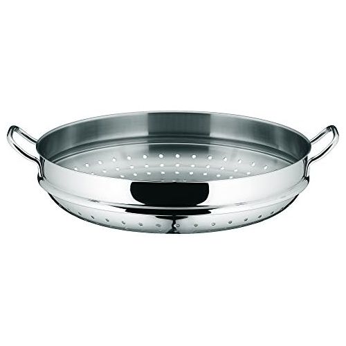 더블유엠에프 WMF Party Wok-Set 4-teilig, Wokpfanne mit Deckel, 36 cm, Dampfer 4,5l, Ablagegitter, Dampfereinsatz Cromargan Edelstahl poliert, unbeschichtet, Induktion