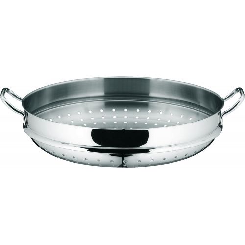 더블유엠에프 WMF Party Wok-Set 4-teilig, Wokpfanne mit Deckel, 36 cm, Dampfer 4,5l, Ablagegitter, Dampfereinsatz Cromargan Edelstahl poliert, unbeschichtet, Induktion