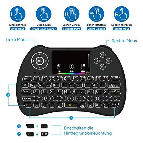  [아마존 핫딜]  [아마존핫딜]YOUTHINK Mini Tastatur Wireless Touchpad Beleuchtet PC Fernbedienung 2.4GHz QWERTZ Deutsch Tastaturlayout 10M Reichweite Tastatur Fernbedienung f¨¹r Smart TV HTPC IPTV Android TV Box XBOX36