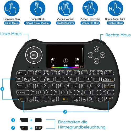  [아마존 핫딜]  [아마존핫딜]YOUTHINK Mini Tastatur Wireless Touchpad Beleuchtet PC Fernbedienung 2.4GHz QWERTZ Deutsch Tastaturlayout 10M Reichweite Tastatur Fernbedienung f¨¹r Smart TV HTPC IPTV Android TV Box XBOX36