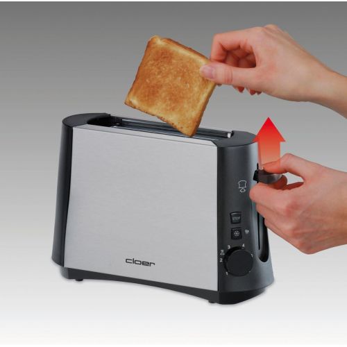  Besuchen Sie den cloer-Store Cloer 3890 Single-Toaster / Minitoaster fuer 1 Toastscheibe / 600 W / Auftau-Funktion / Kruemelschublade / Nachhebevorrichtung / mattiertes warmeisoliertes Edelstahlgehause