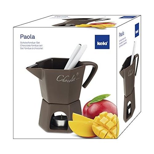  Kela 16655 Schokoladenfondue-Set, 4tlg., Keramik, 2 Personen, 350 ml, Paola, Braun