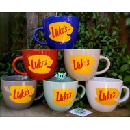 /BethLynnDesigns ORIGINAL Lukes Diner Mug | Big Mug | Lukes mug | Lukes Diner | Gilmore Girls Inspired | Mug | VINYL decal logo BOTH sides | 16 Ounces