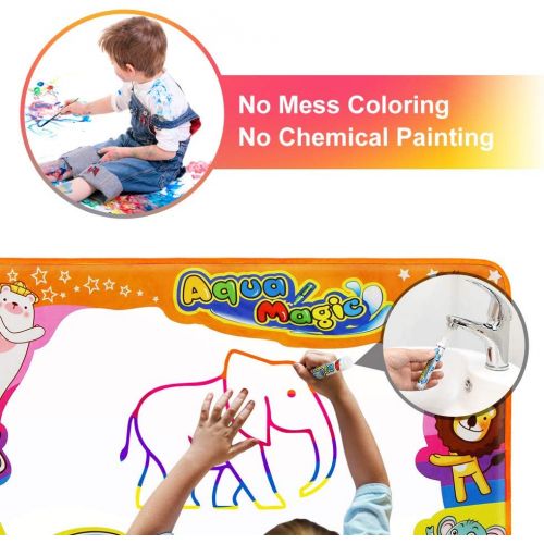  [아마존 핫딜] [아마존핫딜]Betheaces Water Drawing Mat Aqua Magic Doodle Kids Toys Mess Free Coloring Painting Educational Writing Mats Xmas Gift for Toddlers Boys Girls Age of 2,3,4,5,6 Year Old 34.5 X 22.5