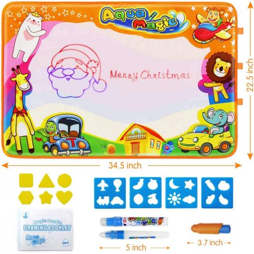  [아마존 핫딜] [아마존핫딜]Betheaces Water Drawing Mat Aqua Magic Doodle Kids Toys Mess Free Coloring Painting Educational Writing Mats Xmas Gift for Toddlers Boys Girls Age of 2,3,4,5,6 Year Old 34.5 X 22.5