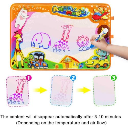  [아마존 핫딜] [아마존핫딜]Betheaces Water Drawing Mat Aqua Magic Doodle Kids Toys Mess Free Coloring Painting Educational Writing Mats Xmas Gift for Toddlers Boys Girls Age of 2,3,4,5,6 Year Old 34.5 X 22.5