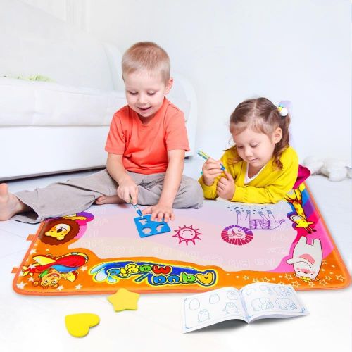  [아마존베스트]Betheaces Water Drawing Mat Aqua Magic Doodle Kids Toys Mess Free Coloring Painting Educational Writing Mats Xmas Gift for Toddlers Boys Girls Age of 2,3,4,5,6 Year Old 34.5 X 22.5