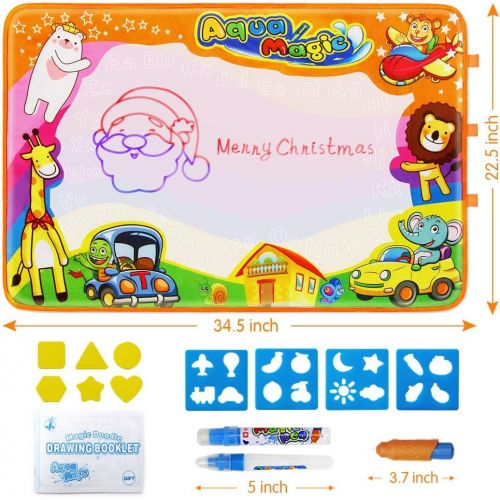  [아마존베스트]Betheaces Water Drawing Mat Aqua Magic Doodle Kids Toys Mess Free Coloring Painting Educational Writing Mats Xmas Gift for Toddlers Boys Girls Age of 2,3,4,5,6 Year Old 34.5 X 22.5