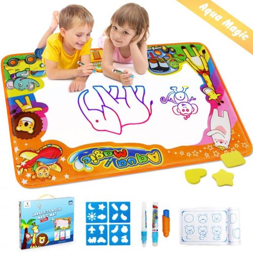  [아마존베스트]Betheaces Water Drawing Mat Aqua Magic Doodle Kids Toys Mess Free Coloring Painting Educational Writing Mats Xmas Gift for Toddlers Boys Girls Age of 2,3,4,5,6 Year Old 34.5 X 22.5