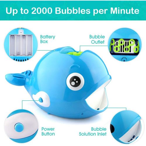  [아마존베스트]Betheaces Bubble Machine - Automatic Whale Bubble Maker Over 2000 Bubbles Per Minute Bubble Blower Toy for Kids Boys Girls Age of 4,5,6,7,8-16 Easy to Use of Indoor, Outdoor, Party