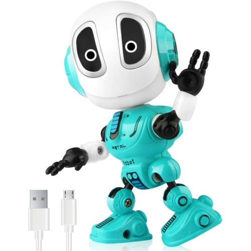  [아마존베스트]Betheaces Rechargeable Talking Robots Toys for Kids - Metal Robot Kit with Sound & Touch Sensitive Led Eyes Flexible Body, Interactive Educational Gift Toys for 3 4 5 6 7 Year Old