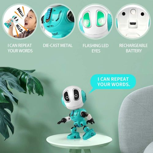  [아마존베스트]Betheaces Rechargeable Talking Robots Toys for Kids - Metal Robot Kit with Sound & Touch Sensitive Led Eyes Flexible Body, Interactive Educational Gift Toys for 3 4 5 6 7 Year Old