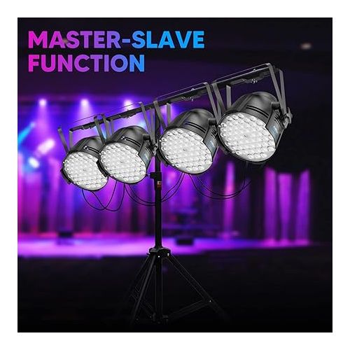  BETOPPER LED Stage Lights, 54x3W RGB Par Lights, DMX 512 Controller Sound Activated Uplights, DJ Lights with Daisy Chain, Spotlights, Wash Lights for Stage Performance, Party, Wedding, Club(4 Packs)