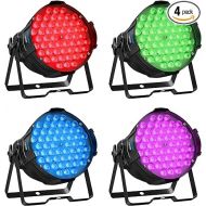 BETOPPER DJ Lights DMX Sound Activated, 54 x 3W LED Par Lights RGB Stage Lights DMX, DJ Par Lights for Church, Concert, Wedding, Party, Bar, Stage Lighting (4 Packs)