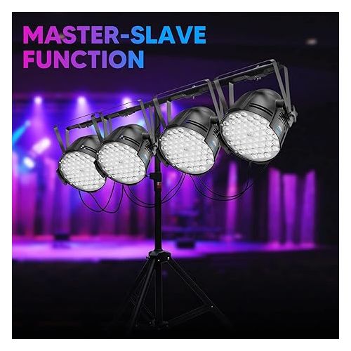  BETOPPER DJ Lights DMX Sound Activated, 54 x 3W LED Par Lights RGB Stage Lights DMX, DJ Par Lights for Church, Concert, Wedding, Party, Bar, Stage Lighting (4 Packs)