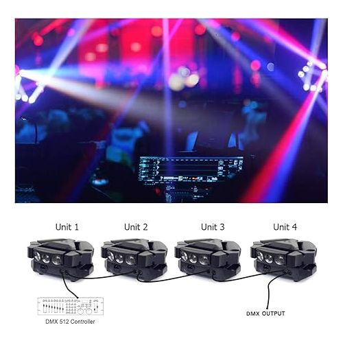  BETOPPER Moving Head Stage Lights,9x10W RGBW 4-in-1 LED Party DJ Lighting,19/51-CH 3 Header DJ Light Sound Activated/DMX 512 Disco Light for Bar,Disco,Dance Halls,Clubs,Mobile DJ,Gigs etc.