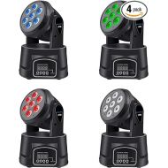 BETOPPER Moving Head RGBW, DJ Lights, Sound Activated/DMX Lighting, Moving Head Lights for Stage, Party, Live, DJ, Bar, Disco Lighting (7x8W 4 Packs)