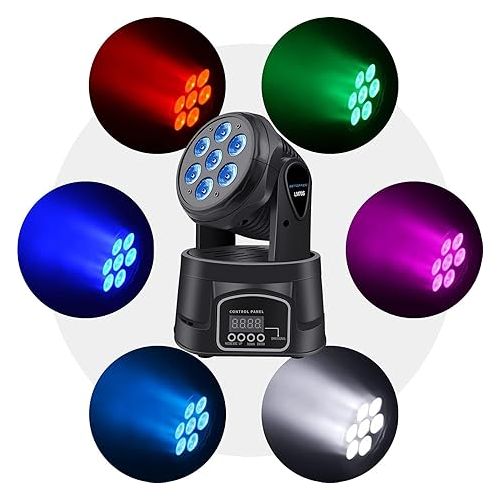  BETOPPER Moving Head RGBW, DJ Lights, Sound Activated/DMX Lighting, Moving Head Lights for Stage, Party, Live, DJ, Bar, Disco Lighting (7x8W 4 Packs)