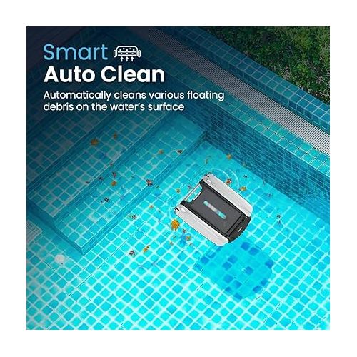  Betta SE Solar-Powered Robotic Automatic Pool Skimmer Cleaner with 30+ Hour Cleaning Battery, Pool Skimmer Anti-Stuck Foam Noodle, and Re-Engineered Twin SCT Motors (White)