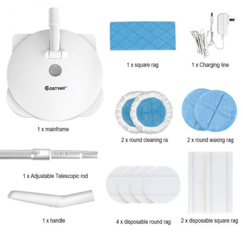  Better COSTWAY Electric Spin Mop, Cordless Mop with Adjustable Handle, Floor Cleaner for All Surfaces Rechargeable Quiet Powerful Cleaner Spin Mop Polisher and Scrubber for Indoor Wood Ti