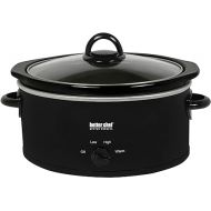 Better Chef Oval Slow Cooker | 3-Quart | 3-Tempature Settings | Side Handles | Glass Lid | Enamel Stoneware Insert (Black)