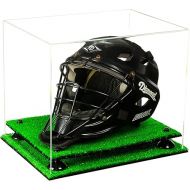 Clear Acrylic Catchers Helmet Display Case with Black Risers and Turf Base (A002-BR)