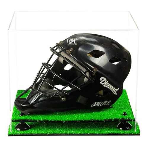  Clear Acrylic Catchers Helmet Display Case with Black Risers and Turf Base (A002-BR)