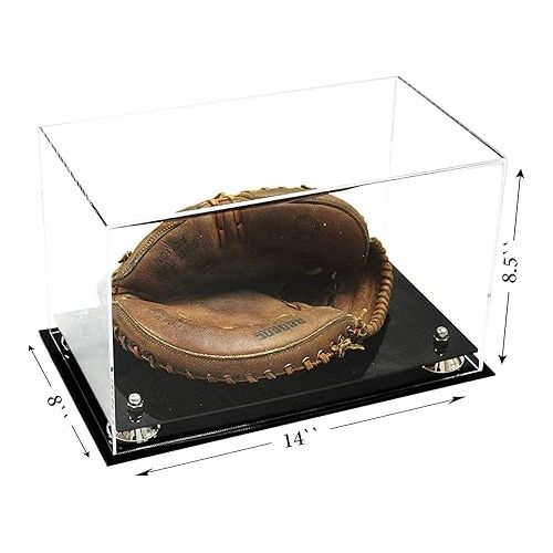  Clear Acrylic Baseball Catchers Glove Display Case with Silver Risers (A011/V16)