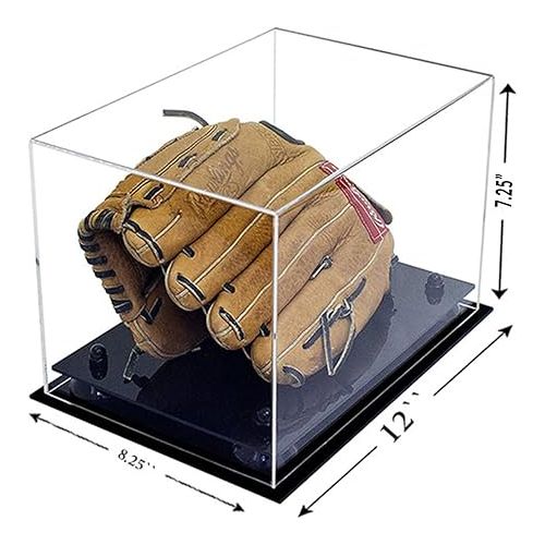  Clear Acrylic Baseball Glove Display Case Black Risers (A004-BR)