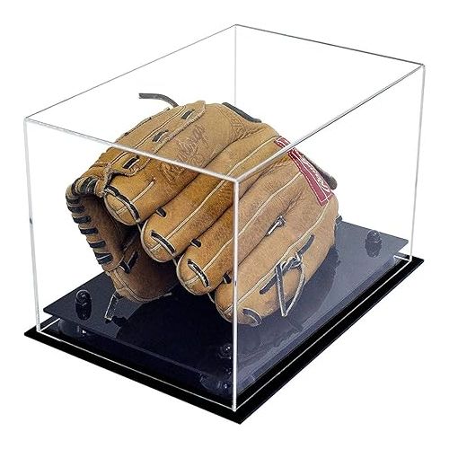  Clear Acrylic Baseball Glove Display Case Black Risers (A004-BR)