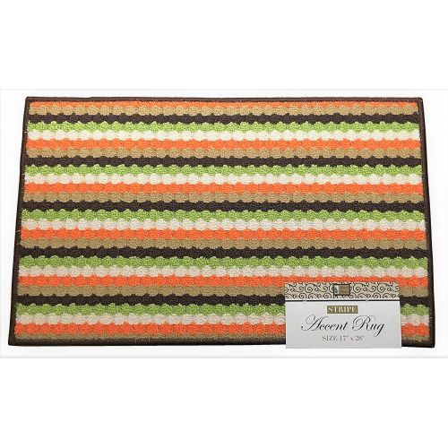  Better Home Striped Rug, Non-Skid Home, Kitchen, Floor Mat, Comfortable Standing and Entrance Rug, 17 x 28 (Brown ~ Orange)