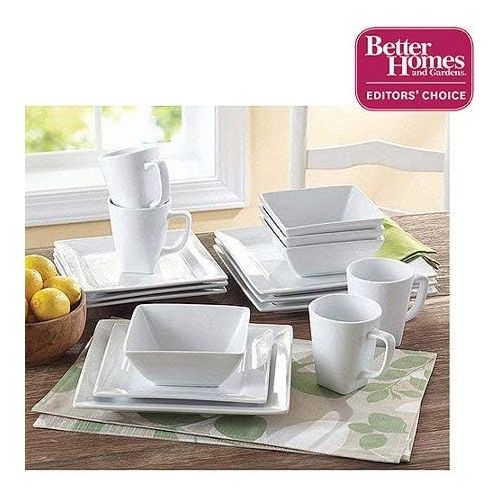  Better Homes & Gardens Better Homes and Gardens Square 16 Piece Porcelain Dinnerware Set