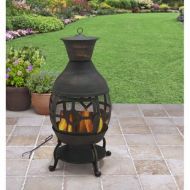Better Homes & Gardens Cast Iron Chiminea, Antique Bronze with Nylon Cover, Poker Included