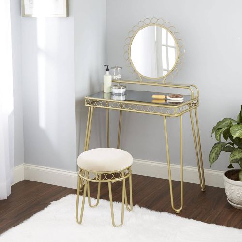  Better Homes & Gardens Better Homes and Gardens Mirabella Vanity & Stool, Gold