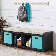 Better Homes & Gardens Better Homes and Gardens 4-Cube Storage Organizer Bench (4-Cube, Solid Black)