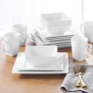 Better Homes & Gardens 16-Piece Square Porcelain Dinnerware Set, White